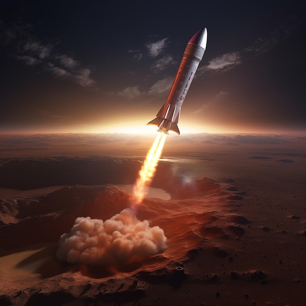 Photo a rocket flying in front of a space shuttle