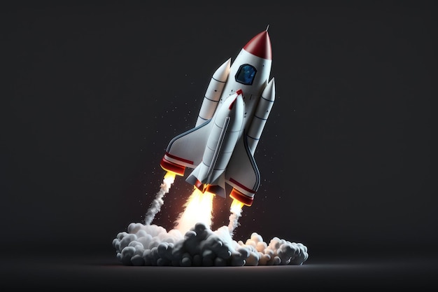 Rocket illustration space AI generated