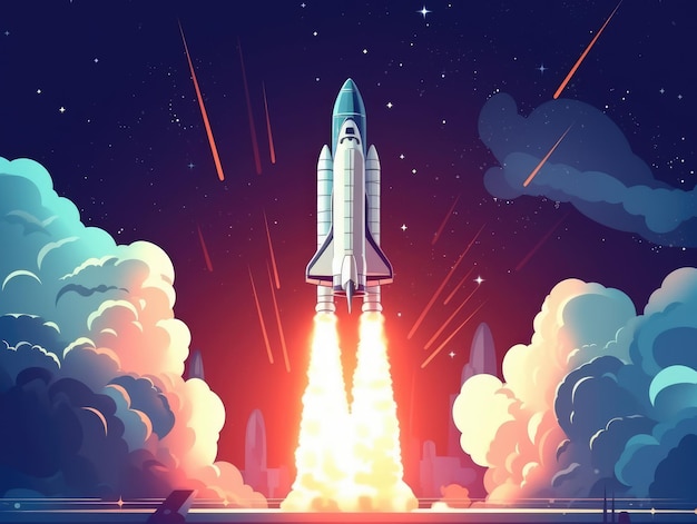 Rocket launch concept illustration generative ai