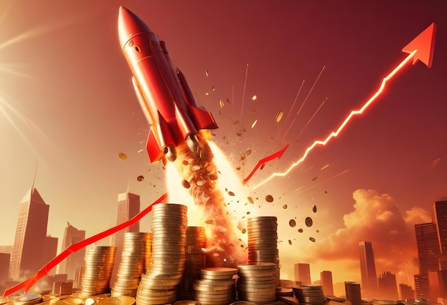 rocket launch financial symbols