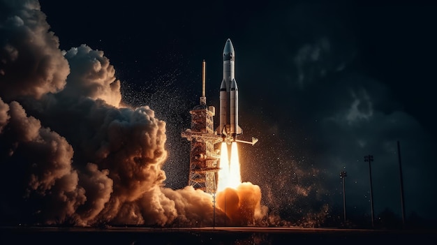 Rocket launch startup and business concept Al generated