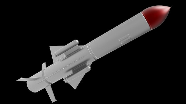 Rocket missile war conflict ammo warhead nuclear militar weapon nuke 3d illustration spaceship