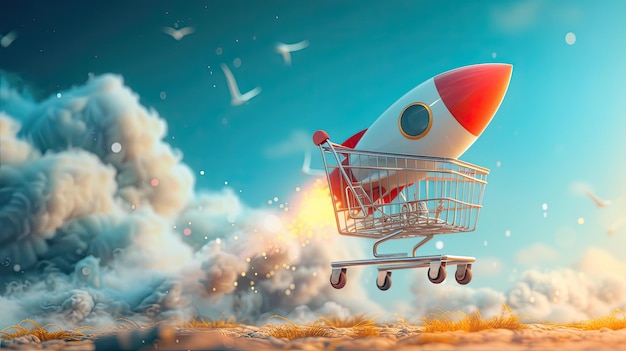 Rocket shopping cart Generative AI