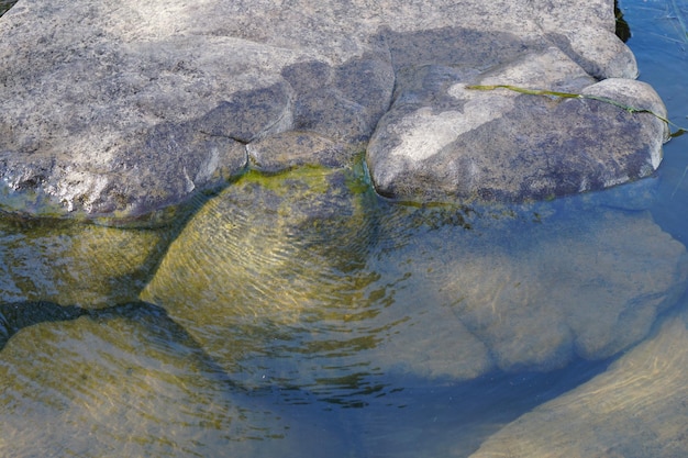 Rocks on the bank of the river that have been eroded