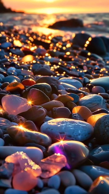 Photo the rocks on the beach