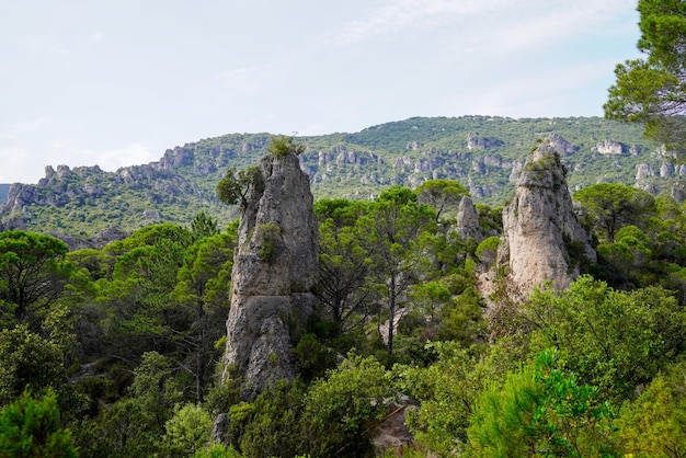 Rocks natural stone carved naturally in the circus of Moureze in France