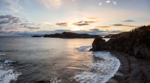 Rocky Atlantic Ocean Coast during a vibrant sunrise