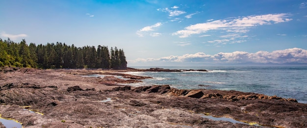 Rocky beach on west coast of pacific ocean