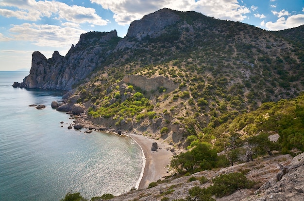 Rocky coastline (Crimea, Ukraine, "Novyj Svit" reserve, "Rhinoceros" cape, "Tsarist beach").