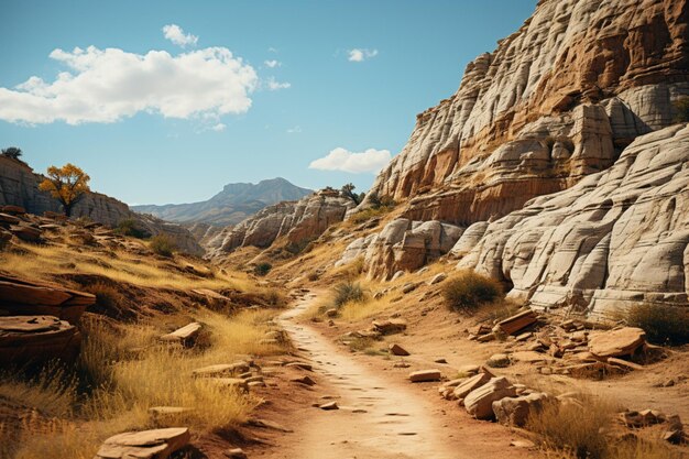 Rocky desert landscape with steep cliffs