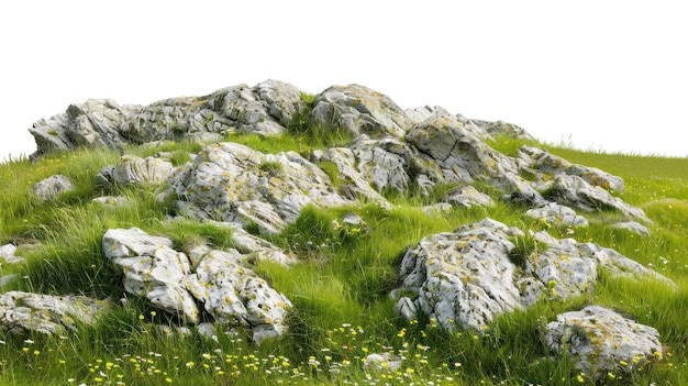 Rocky hillside with green grass