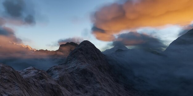 Rocky Mountain Landscape Nature Background Twilight Sky