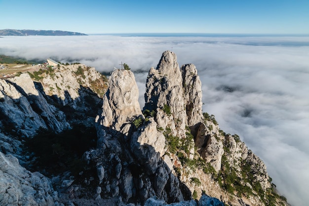 Rocky peak Battlements of AiPetri mountain southern coast of Crimea