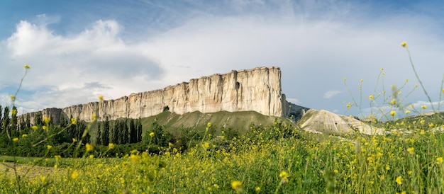 Rocky ridge in the green valley