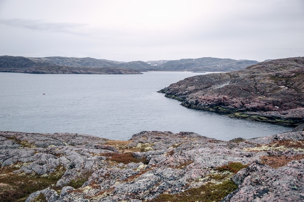 Rocky seashore in the polar circle