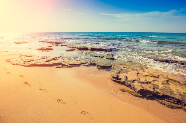 Rocky seashore Rosh Hanikra Sea Reserve Israel