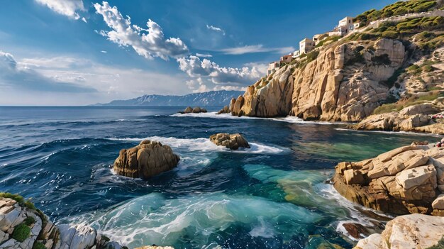 rocky seaside of the Mediterranean coast in good weather