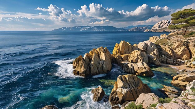 rocky seaside of the Mediterranean coast in good weather