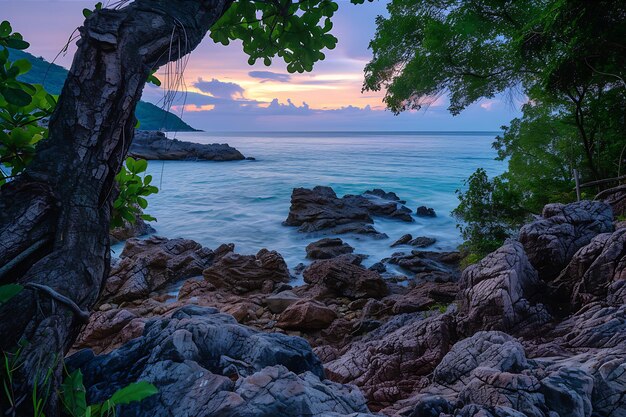 Rocky Shore With Peeking Ocean