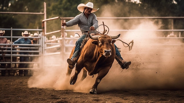 A rodeo show featuring bull riding and roping