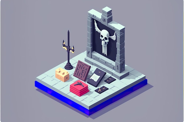 Roguelike video game flat illustration