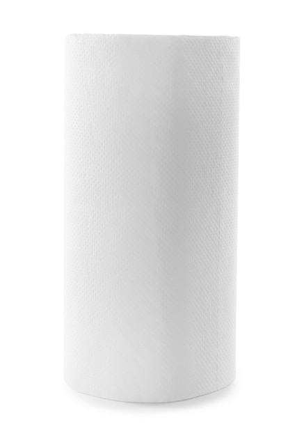 Roll of paper towels on white background