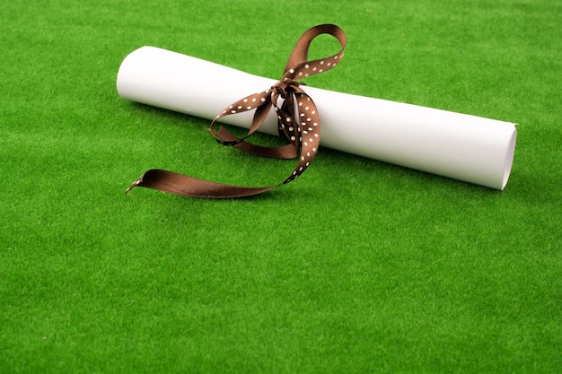 Roll of paper with ribbon