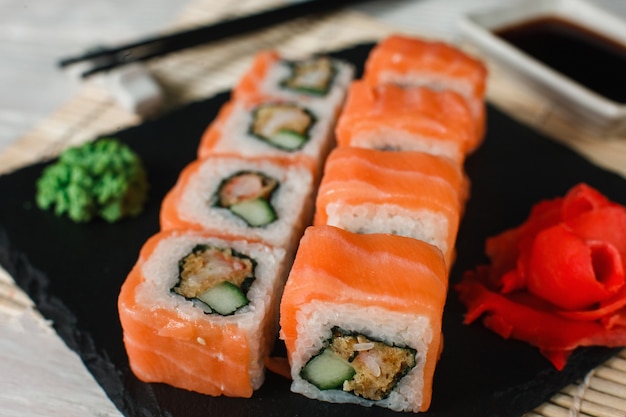 Roll Sushi Food Japanese Restaurant Menu Gourmet Seafood Concept