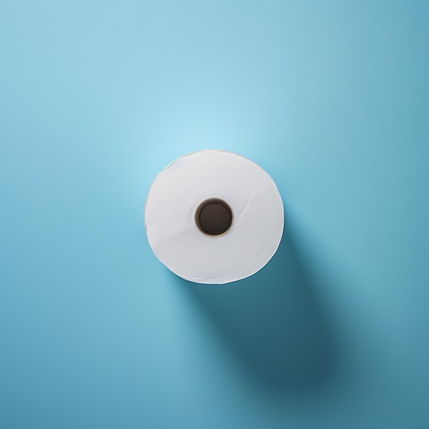 a roll of toilet paper on a blue background