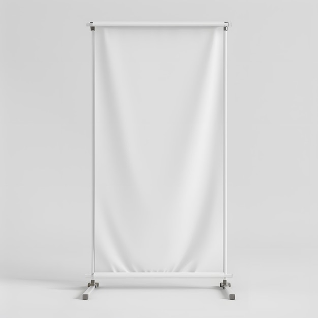 roll up banner stand mockup 3d render isolated on white background