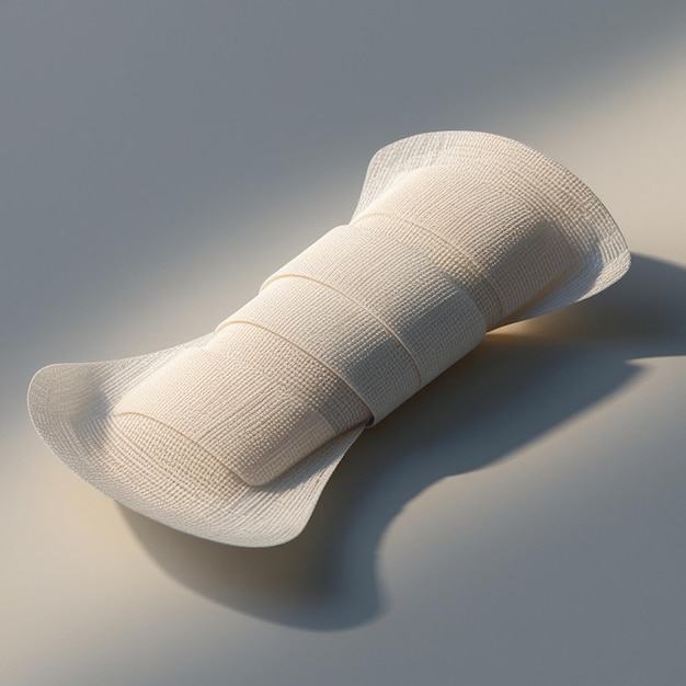 Roll of White Elastic Bandage on a Smooth Surface