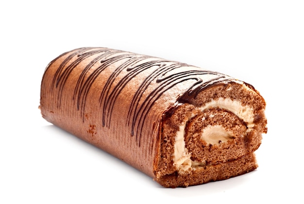 Rolled cake isolated on a white background