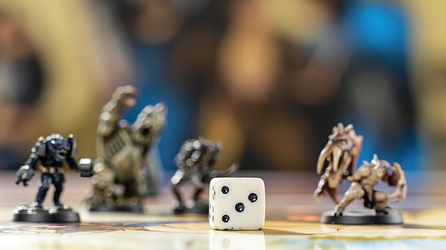 Photo a rolled dice for a tabletop game