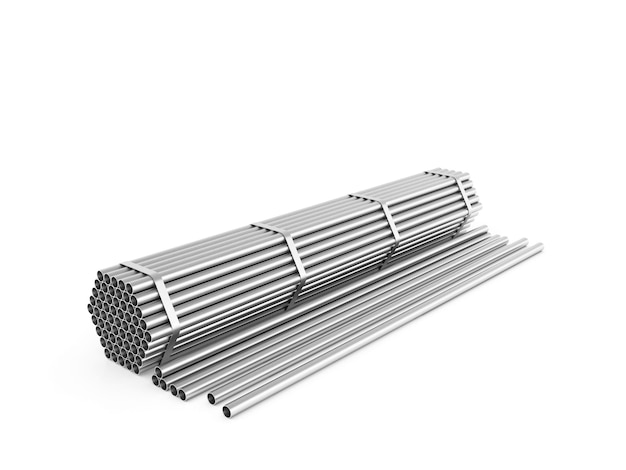 Rolled metal products stainless steel 3d illustration