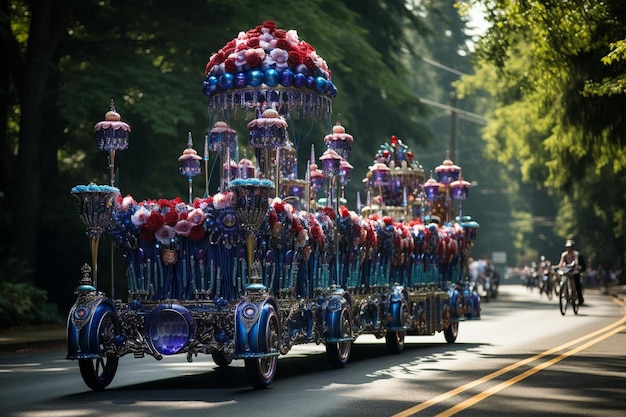 Roller adorned with flags for a parade or celebration Best Roller Picture photography