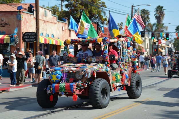 Roller adorned with flags for a parade or celebration Best Roller Picture photography