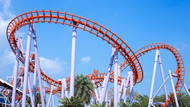 Roller coaster with blue sky