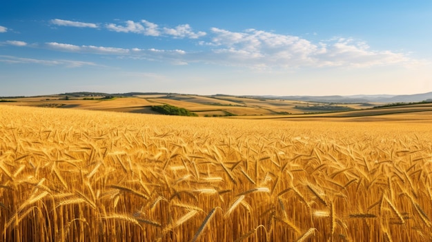 Rolling Fields of Ripened Golden Wheat