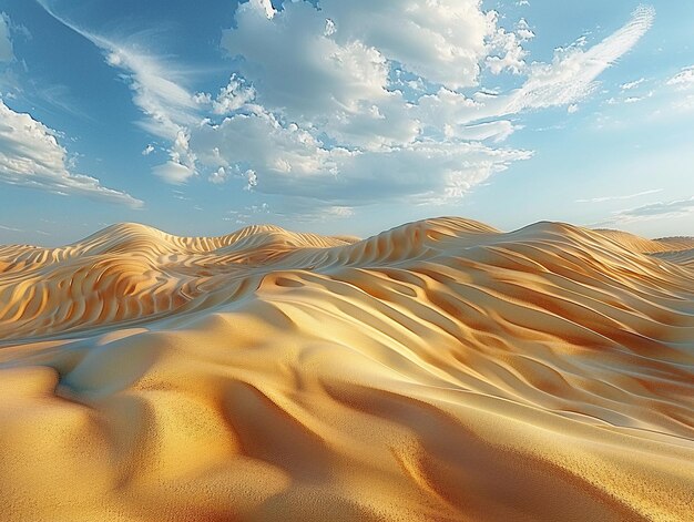 Photo rolling sand dunes under a blue sky in the desert