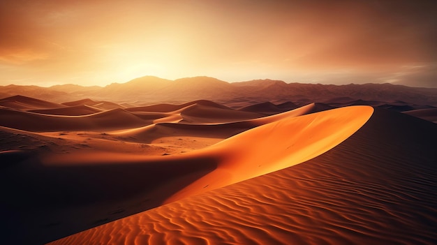 Rolling Sand Dunes with Orange Gradient Sky Wallpaper