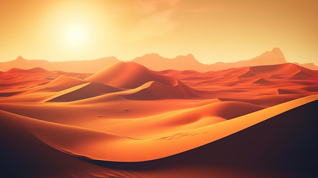 Rolling Sand Dunes with Orange Gradient Sky Wallpaper