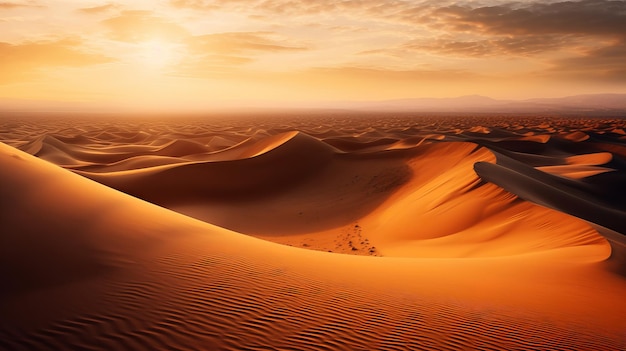 Rolling Sand Dunes with Orange Gradient Sky Wallpaper