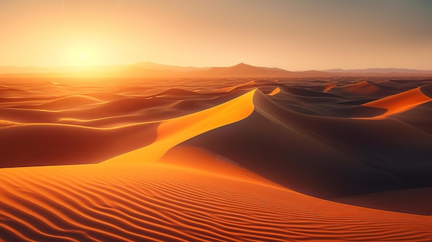 Rolling Sand Dunes with Orange Gradient Sky Wallpaper