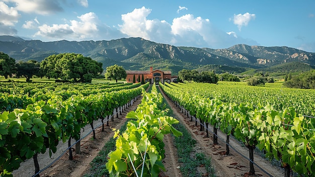 Photo rolling vine covered hills picturesque vineyard