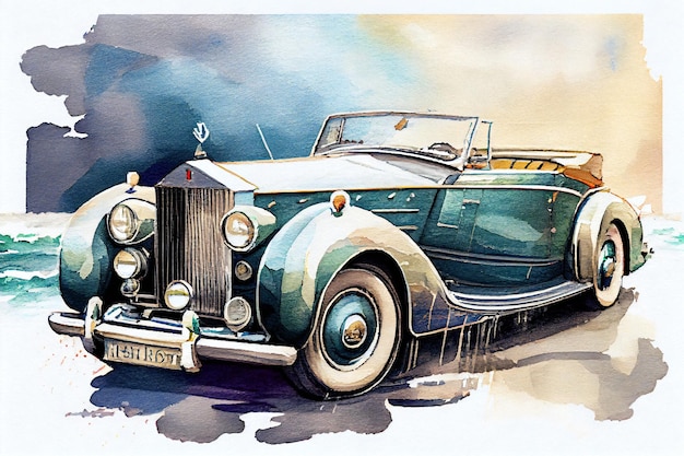 Rolls-Royce Dawn Drophead 1949 watercolor