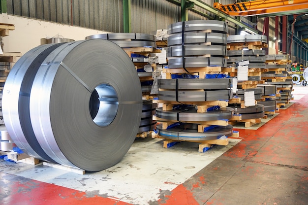 Rolls of steel sheet in a plant galvanized steel coil