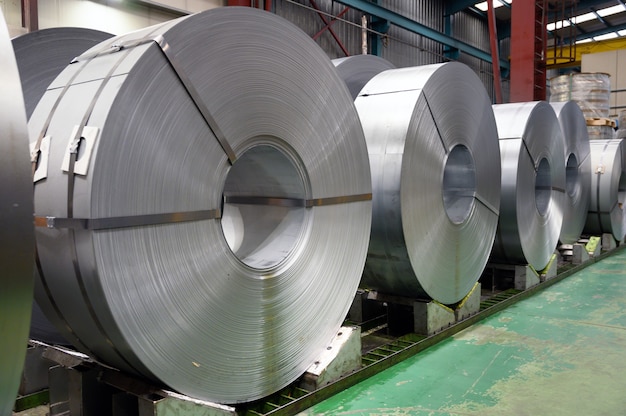 Rolls of steel sheet in a plant galvanized steel coil