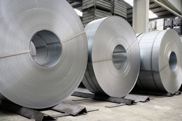 Rolls of steel sheet in a plant galvanized steel coil