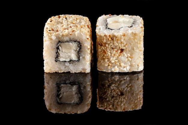 rolls of sushi with different fillings