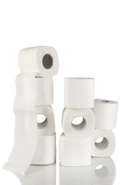 Rolls of toilet paper isolated on white